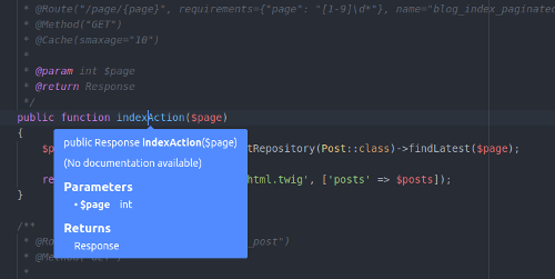 Atom PHP Integrator tooltips